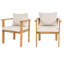 Chaises de salle à manger de patio moderne, finition en bois de teck d'acacia, rembourré pour l'extérieur