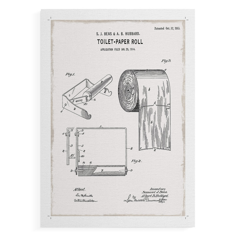 Papier hygiénique brevet I - impression sur toile seulement - NON-CADRE, H 12 po x l 8 po