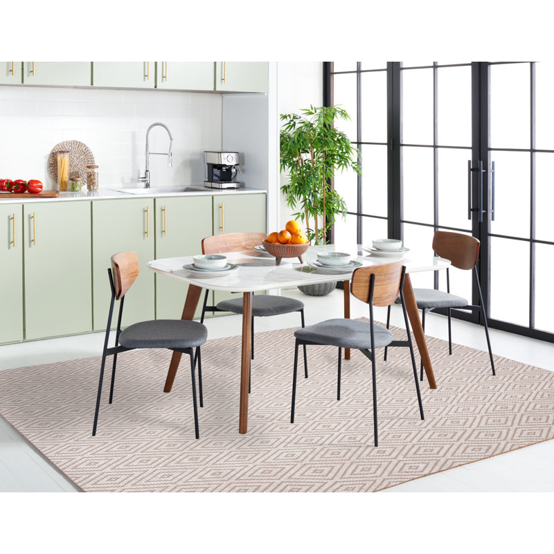 Tapis gris / ivoire en coton tissé à plat à la main Akihito, Rectangle 6 pi x 9 pi