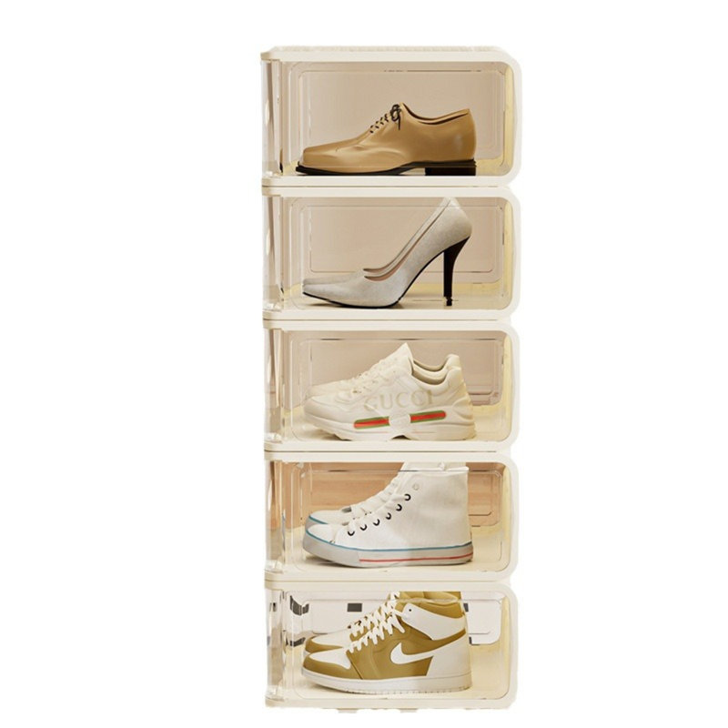Boîte à chaussures transparente en plastique dur à plusieurs couches, résistante à la poussière pour les organisateurs de chaussures à domicile; Empilable pour économiser de l'espace.