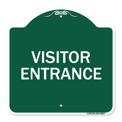 Signmission Designer Series Sign - Entrance Sign Visitor Entrance | Green & White 18" X 24" Heavy-Gauge Aluminum Architectural Sign | Protect Your Business & Municipality | Made In The USA