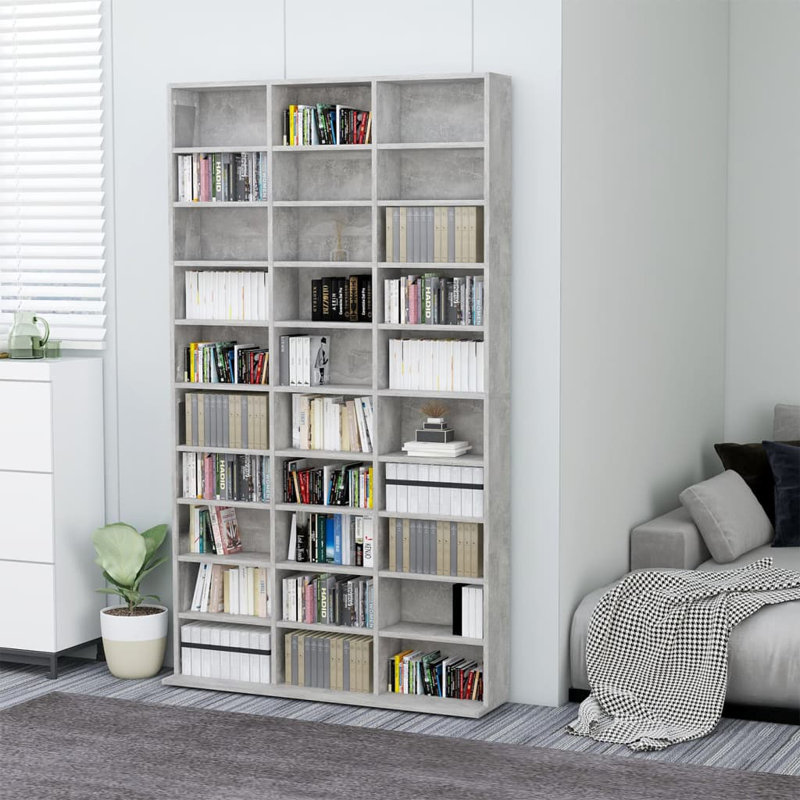 Cleanthes Bookcase, 177.5cm H x 102cm W x 16cm D, Concrete Grey