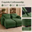 Canapé d'angle modulaire Gatton Channel capitonné, canapé 2 places en chenille avec 2 poufs amovibles, coussins d'assise en mousse haute résilience, design ergonomique incurvé-2101604135