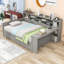 Multifunctional Wooden Daybed with Built-in Desk, Side Storage Shelves and Drawers-1302649857-1305390250