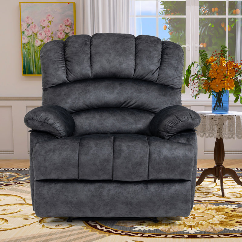 Brisen 40" Wide Oversize Upholstery Manual Recliner, Dark Gray Microfiber
