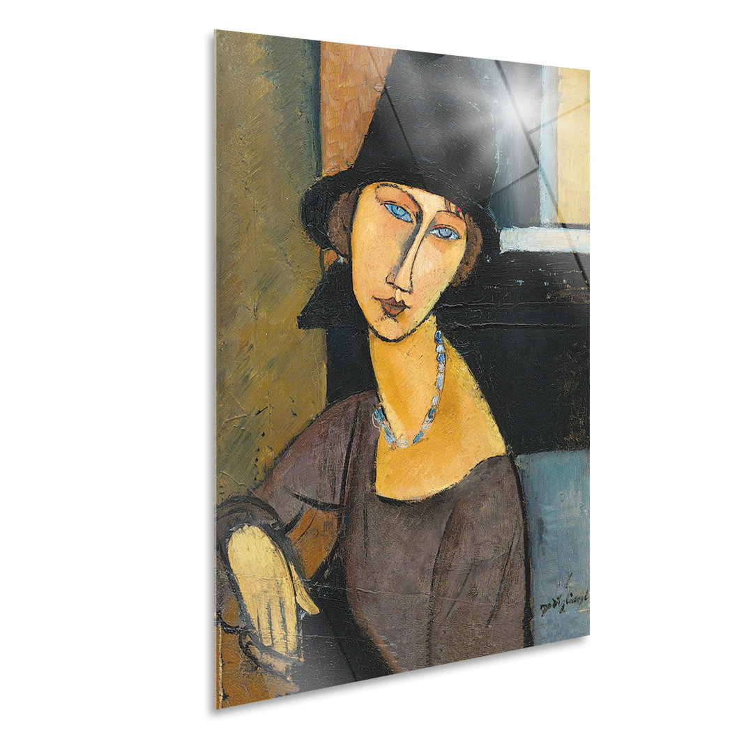 Wandbild Jeanne Hebuterne mit Hat von Amedeo Modigliani