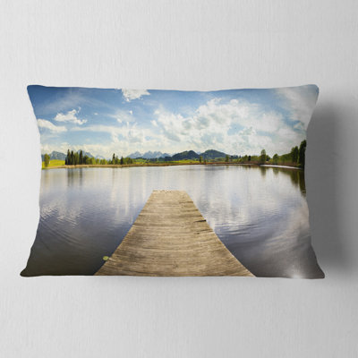 Seascape Pier into Sea Bavaria Panorama Lumbar Pillow
