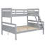 Lit superposé simple au-dessus d'un lit double avec garde-corps gris-475027079