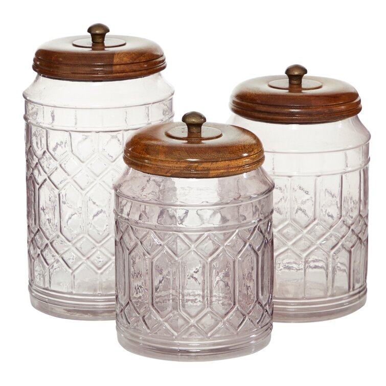 Vicknair Round Textured Glass Kitchen Canister Set Ophelia & Co.