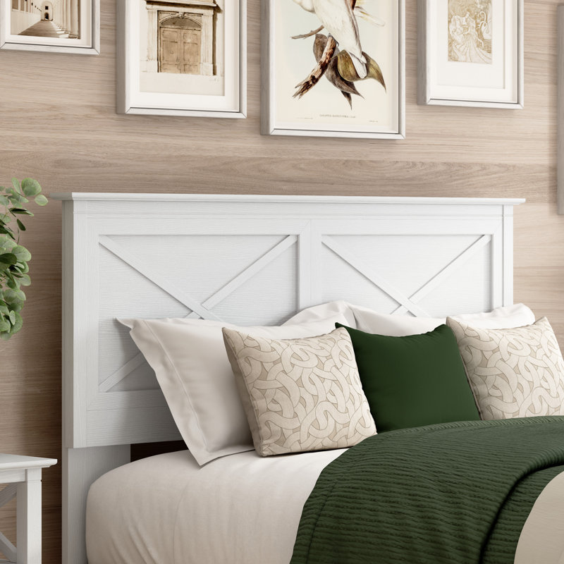 Full/Queen Headboard, X Design, Farmhouse Style, Pure White Oak, White