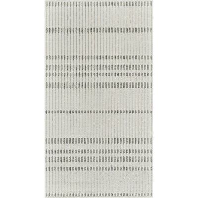 3' X 5' Cream and Beige Striped Distressed Indoor Outdoor Area Rug