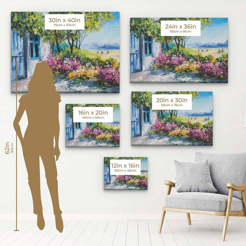 Jardin de campagne Arlyssa - Peinture, H 12 po x l 16 po, Cadre noir
