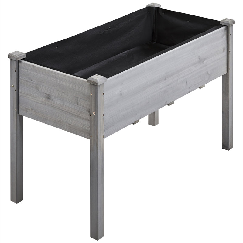 Rectangle Wood  Planter Raised Bed, Grey