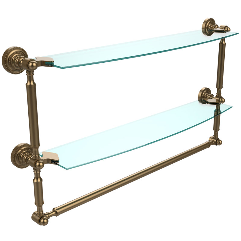 Marchmont 2 Piece Tiered Shelf with Towel Bar, 15" H x 28" W x 6.1" D, Brushed Bronze