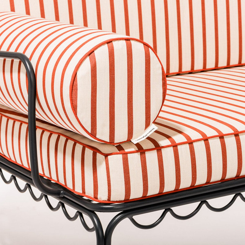 Ensemble de housse pour causeuse Al Fresco, Rouge / blanc / acrylique rayé orange