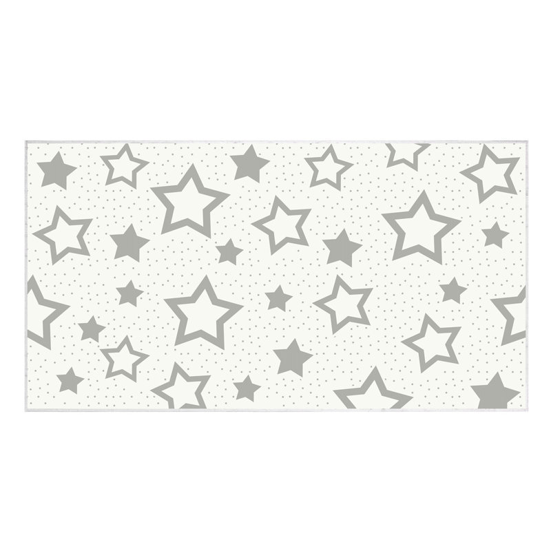 Tapis rectangulaire en polyamide tissé à la machine en blanc / gris Marianne, Rectangle 3 pi 3 po x 5 pi 3 po