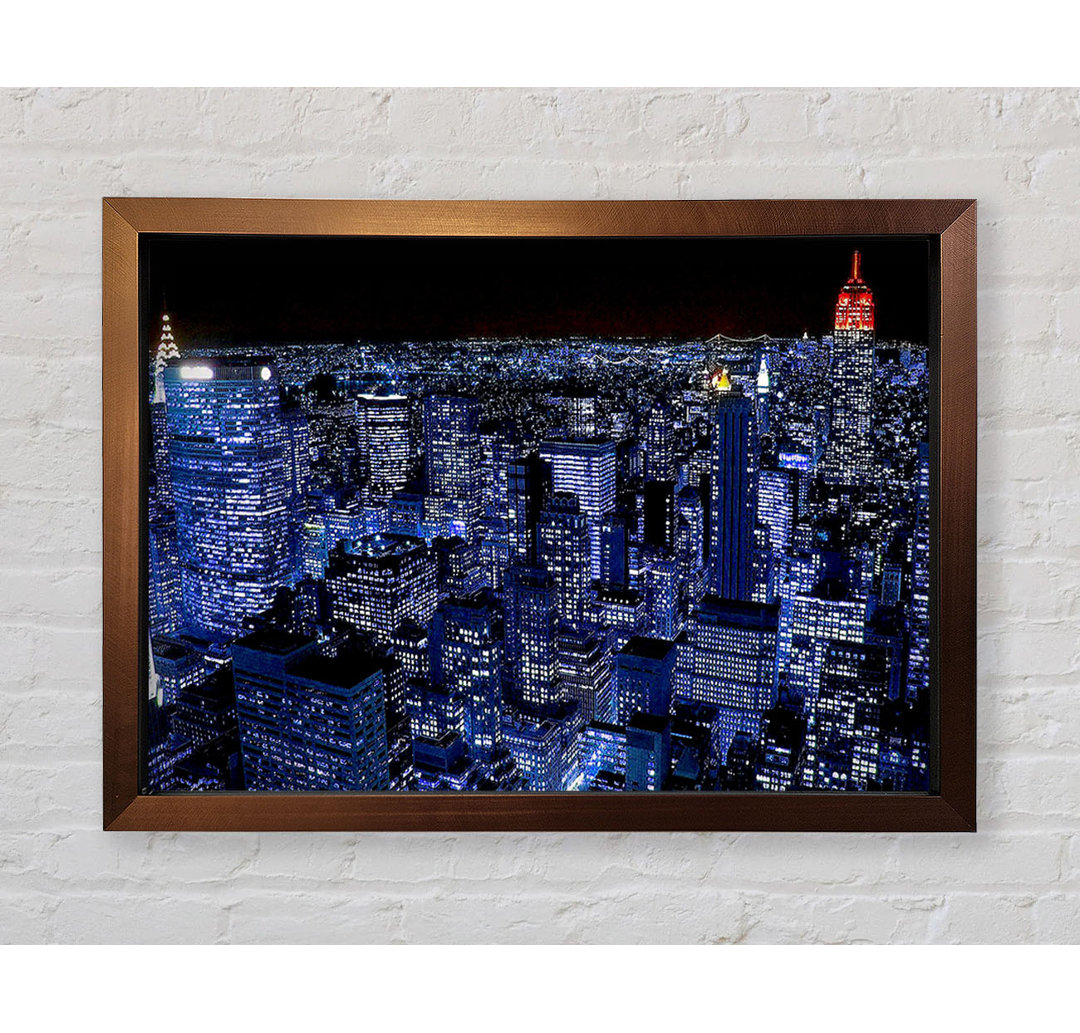 New York City Night Blues Red Top - Einzelne Bilderrahmen Kunstdrucke