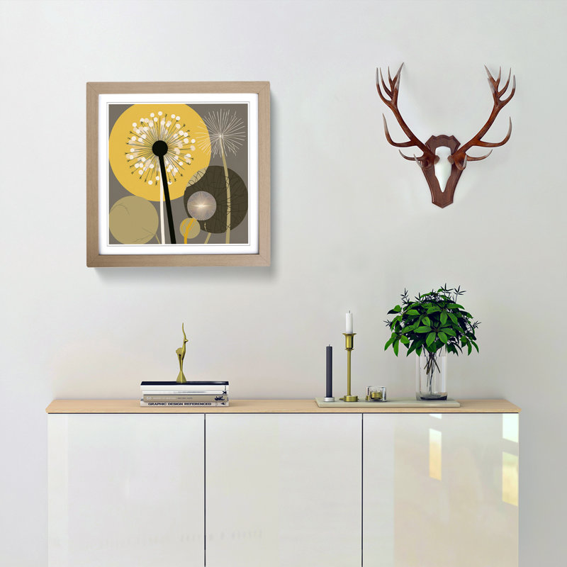 Dandelion Bauhaus No.1 - Framed Print, Oak