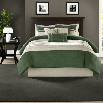 Luxurious 7-pc Faux Suede Bedding Sets, Polyester Comfort, Transitional Style For Home