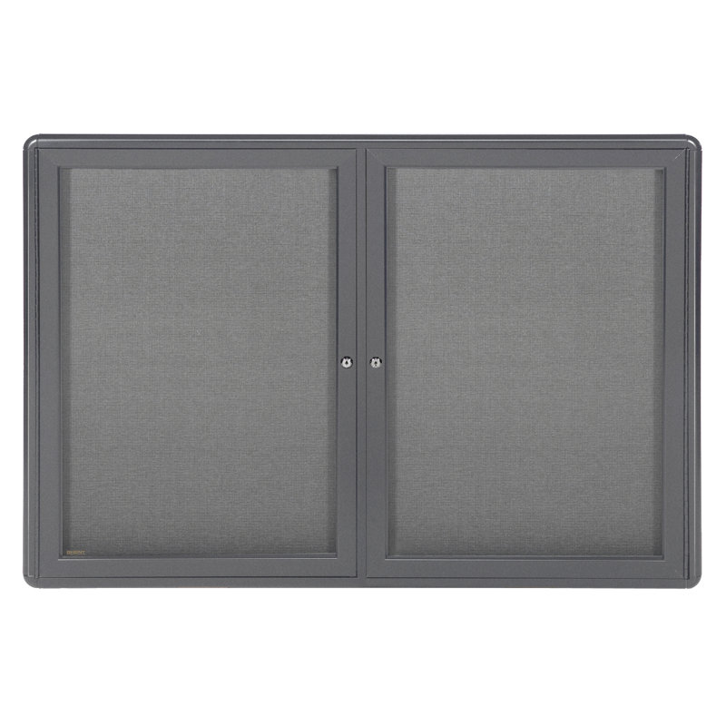 Babillard fermé 2 portes Ovation, 2 pi 10 po x 3 pi 11 po , Gris, Gris