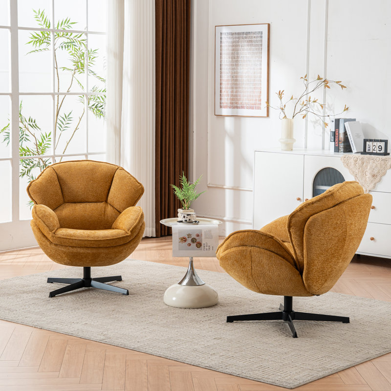 Fauteuil d'appoint pivotant rembourré et capitonné, Brun