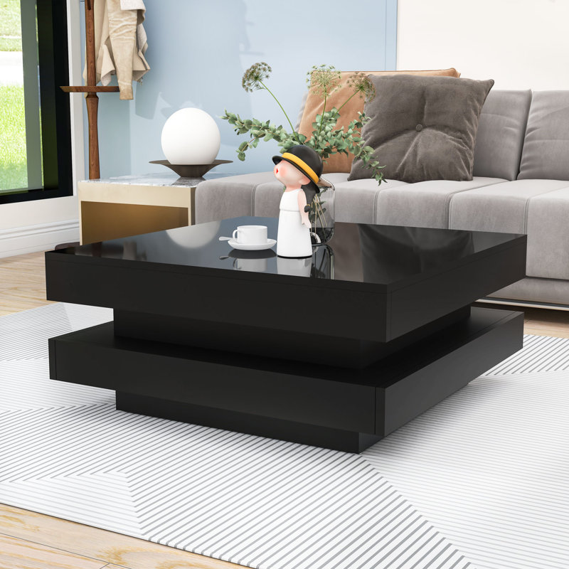 Coffee Table with LED Lights, Black
