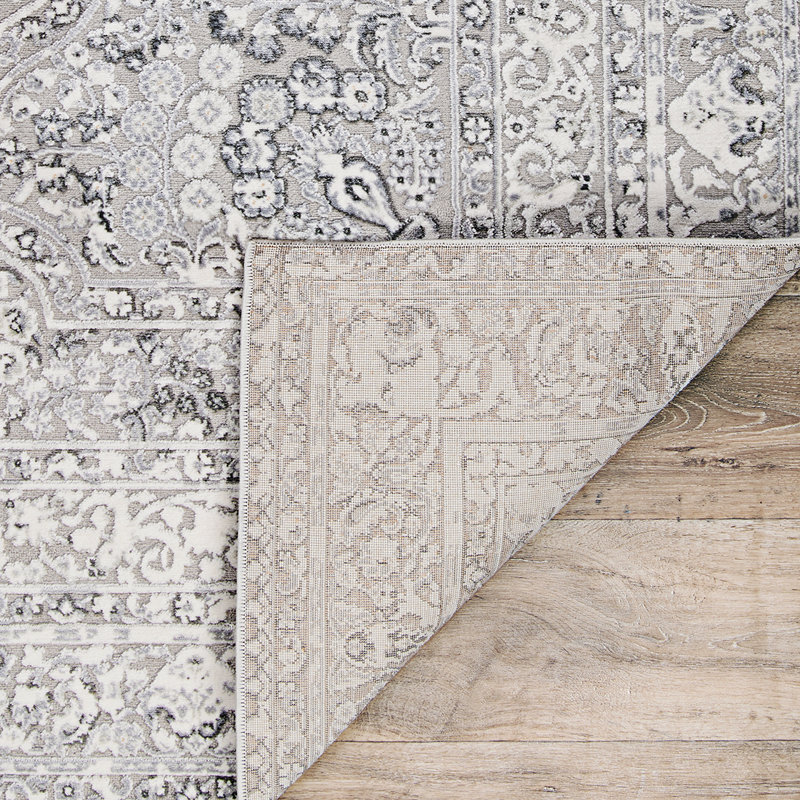 Tapis oriental gris argenté / ivoire, Tapis de couloir 2 pi 7 po x 7 pi 10 po