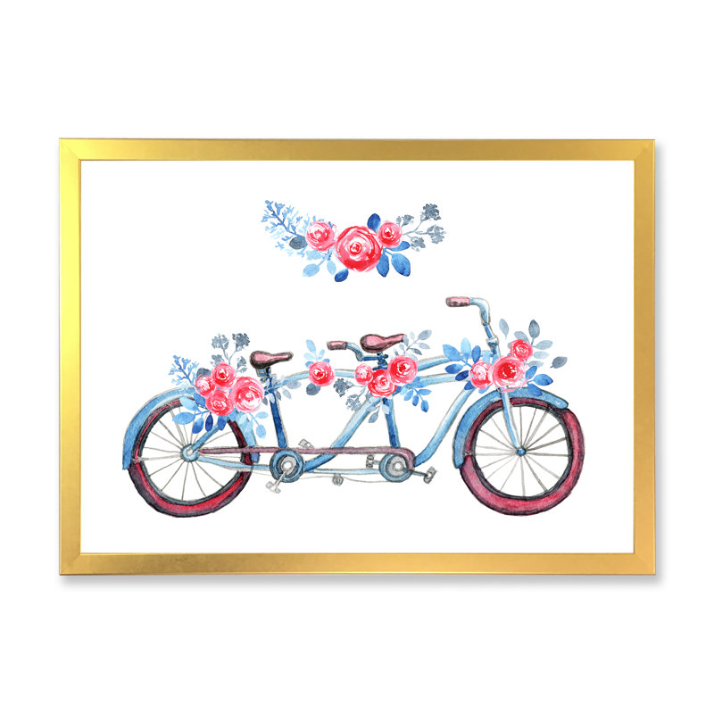 Vélo tandem, Cadre d'angle fermé doré, H 16 po x l 32 po x P 1 po