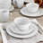 , ROUND Gibson Home Back To Basics White Porcelain Square 16-Piece Dinnerware Set