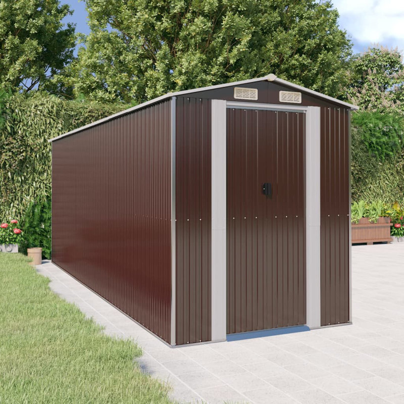  Remise de rangement traditionnelle en acier, Marron foncé, L 75,6 po x P 140,6 po