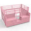 Lit mezzanine simple bas avec escalier de rangement, tiroirs et tablettes en tissu, lit mezzanine en métal avec lumières, rose