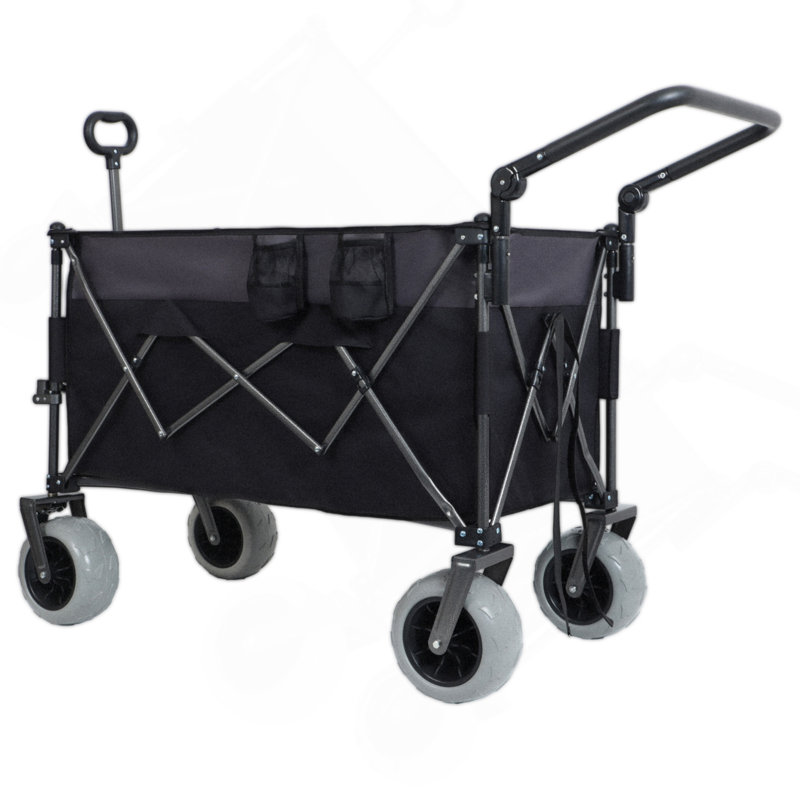Chariot pliant multifonctionnel avec poignée pivotante et pneus de plage de 9 po x 4 po pour le camping et la plage - 300 L très robuste, grande capacité pour le transport, l'épicerie et l'extérieur