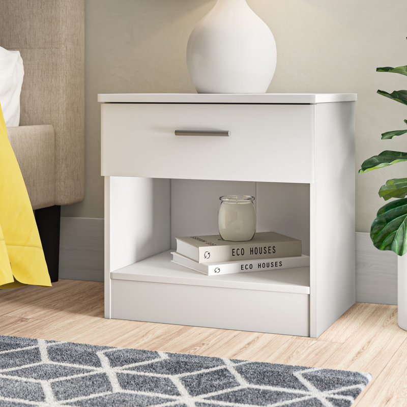 Holmes 45cm W Manufactured Wood Bedside Table, White