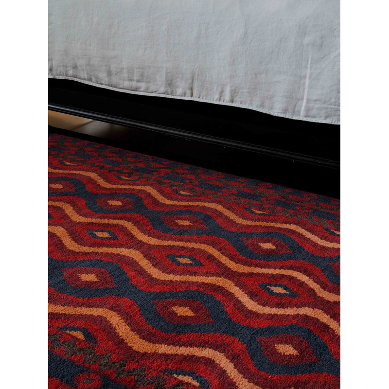 Tapis d'intérieur multicolore fait à la main en soie et laine, Rectangle 5 pi x 8 pi