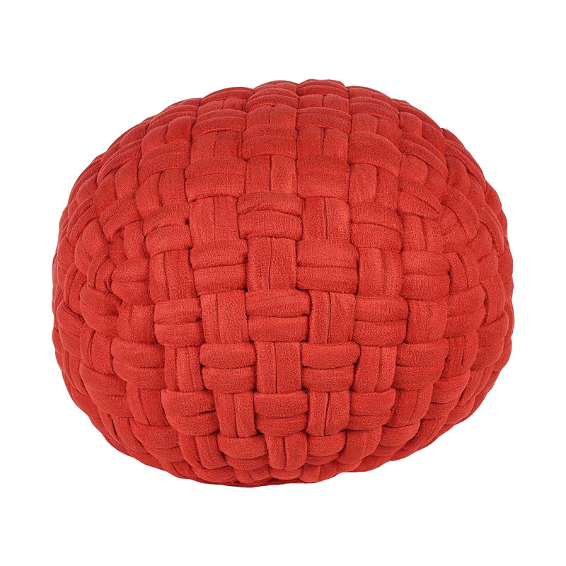 Elisabetta 45cm Wide Round Solid Colour Pouffe Ottoman, Red