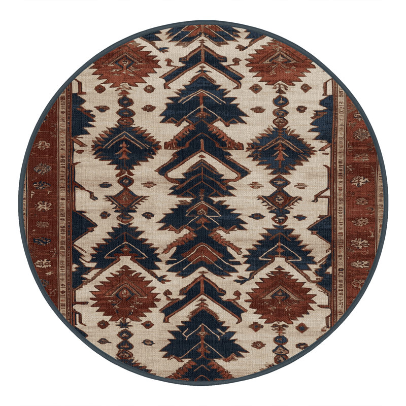 Tapis brun lavable à la machine, Rond 8 pi