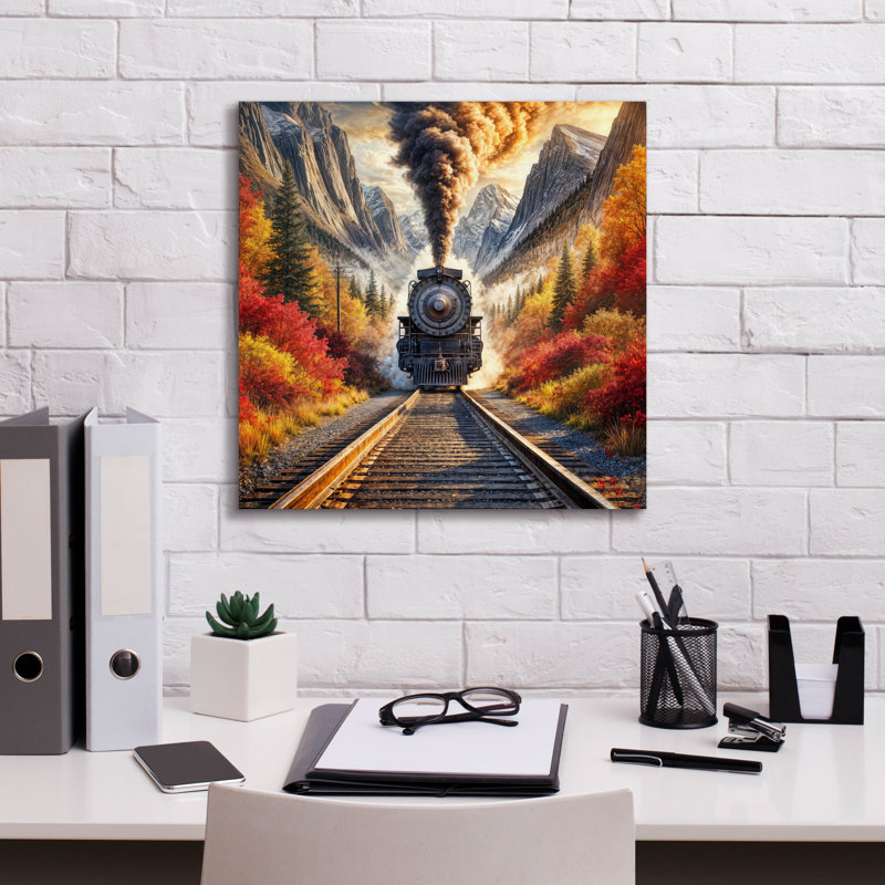«Full Steam Ahead» par Rey Klimt, art mural sur toile, H 18 po x l 18 po