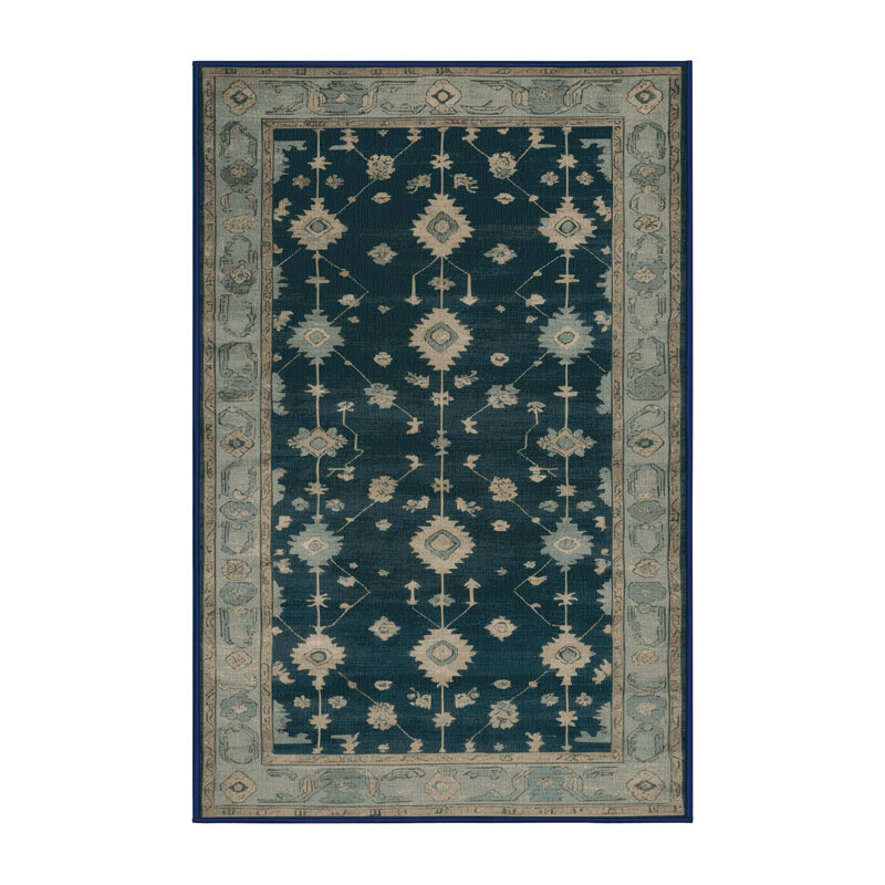 Machine Washable Overdyed Blue Area Rug, Rectangle 2' x 3'
