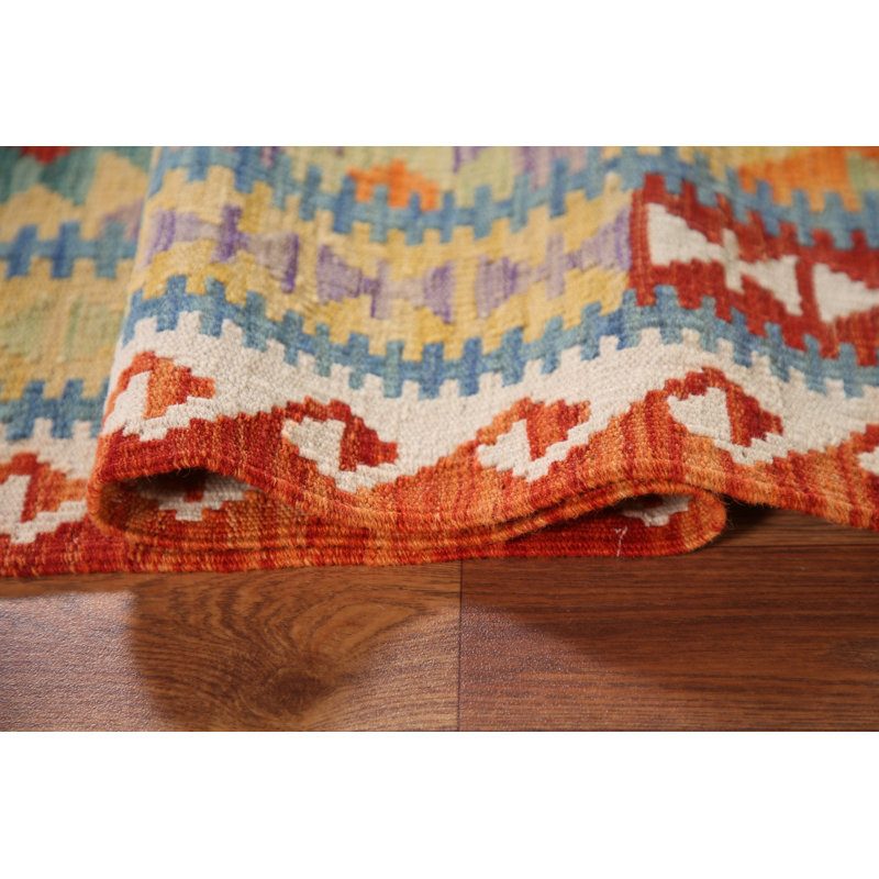 Tapis en laine multicolore réversible Kilim 4 x 6