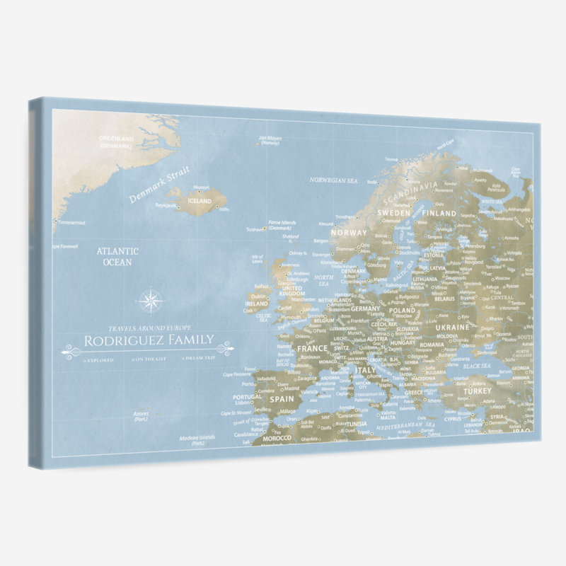Carte Europe personnalisée à punaises, H 26 po x l 39 po, Oui