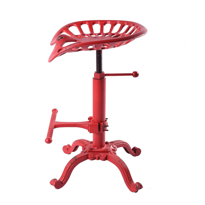 Elinna Swivel Adjustable Height Counter Stool with Metal Frame, Antique Red