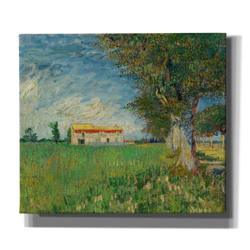 «Farmhouse In A Wheatfield» par Vincent Van Gogh, estampe numérique sur toile, H 26 po x l 30 po x P 1,5 po