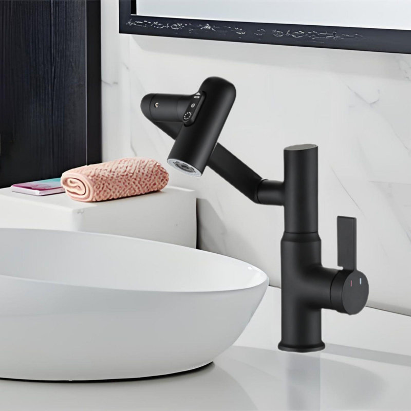 Robinet de lavabo de salle de bain avec fonction de jet et affichage de la température