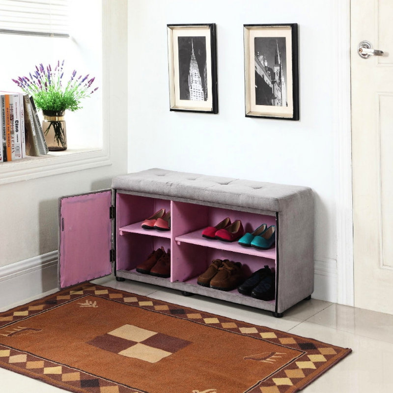 Rangement pour chaussures de 18 po de hauteur, argent et gris non conventionnel pour les chaussures