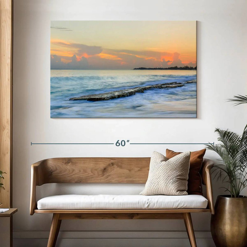 Gillard, crique de plage, vagues, H 32 po x l 48 po