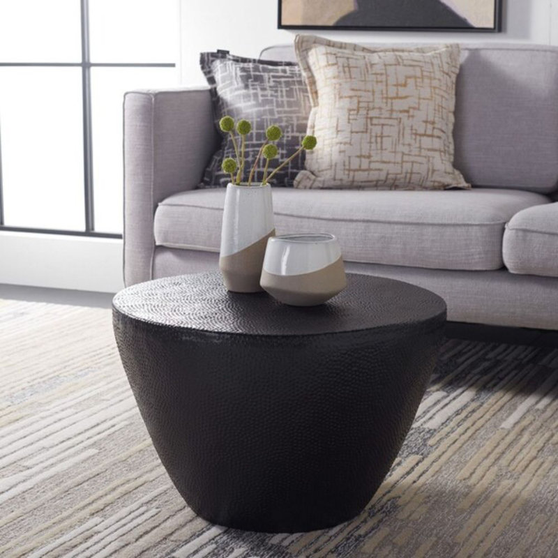 Table basse élégante simple de 23 po - Table moderne audacieuse de style Mid-Century avec aluminium et fer pour la décoration intérieure