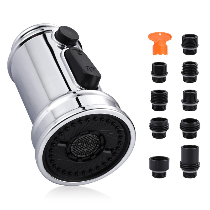 3-Modes Kitchen Faucet Spray Head Replacement Stainless Steel with 9 Adapters