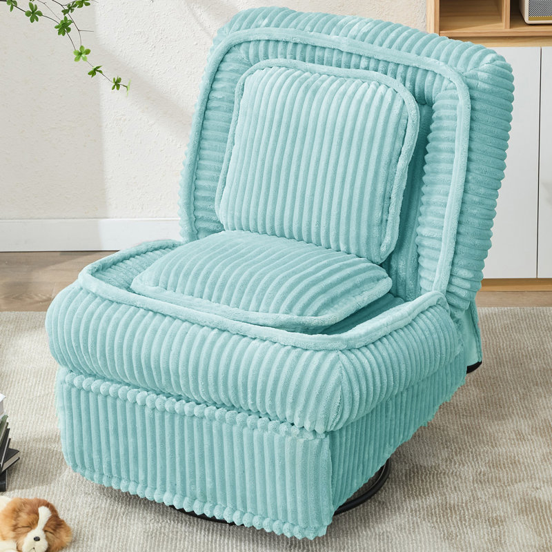 Chaise berçante pivotante rembourrée, Velours côtelé bleu / polyester