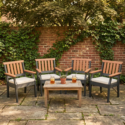 All-Weather HDPE Outdoor Dining Armchair with Cushion (Set of 4)