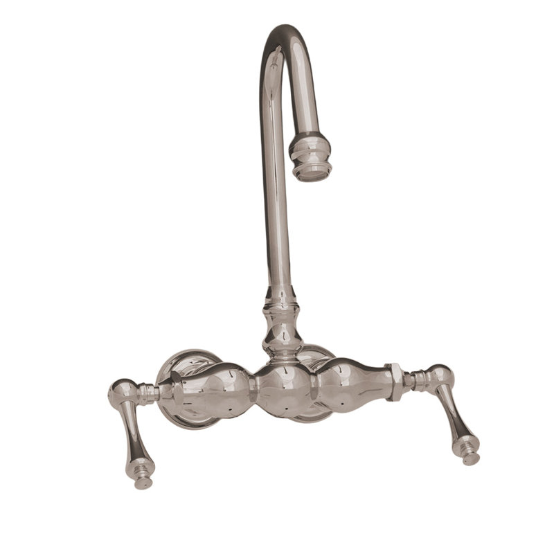 Robinet de baignoire 3 boules avec col de cygne et poignées levier, Nickel poli